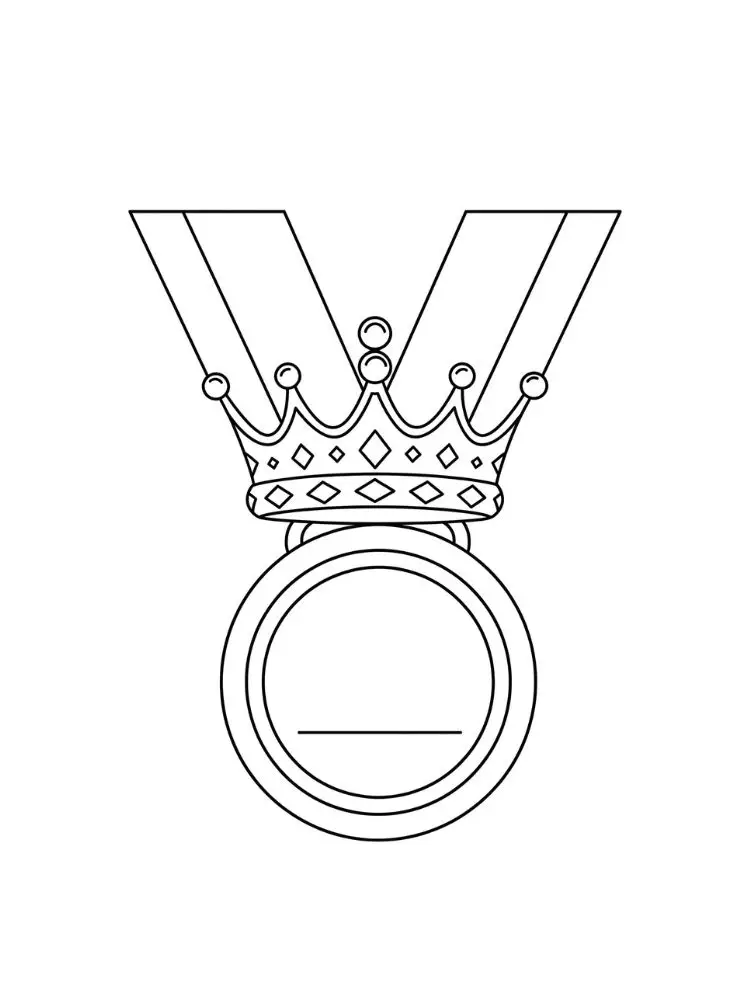 Medaille kleurplaat 13 kroon op lege medaille voor kinderen kleurplaat