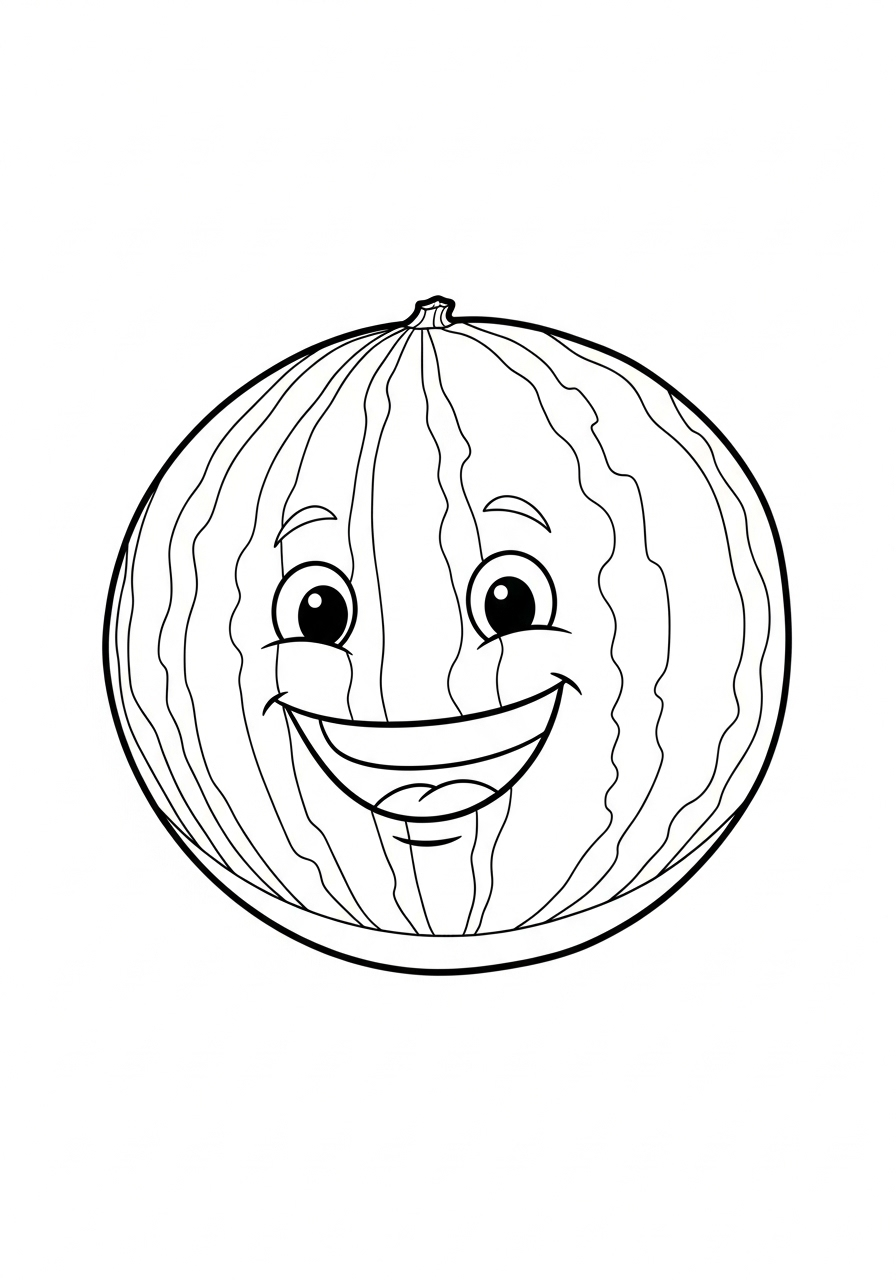 lachende watermeloen kleurplaat