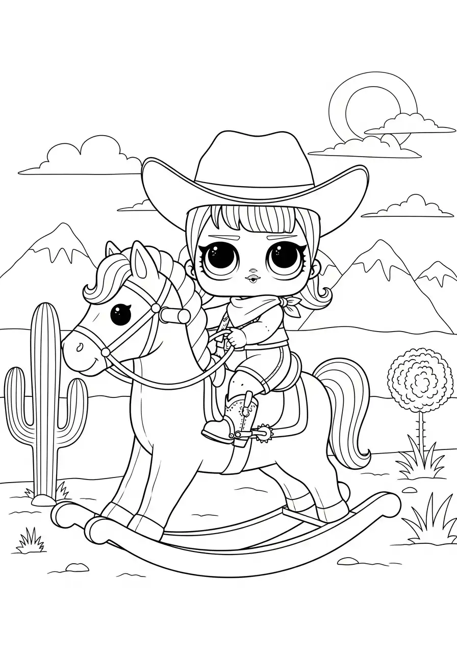 LOL Surprise kleurplaat 10 lol surprise cowgirl schommelpaard cactus kleurplaat