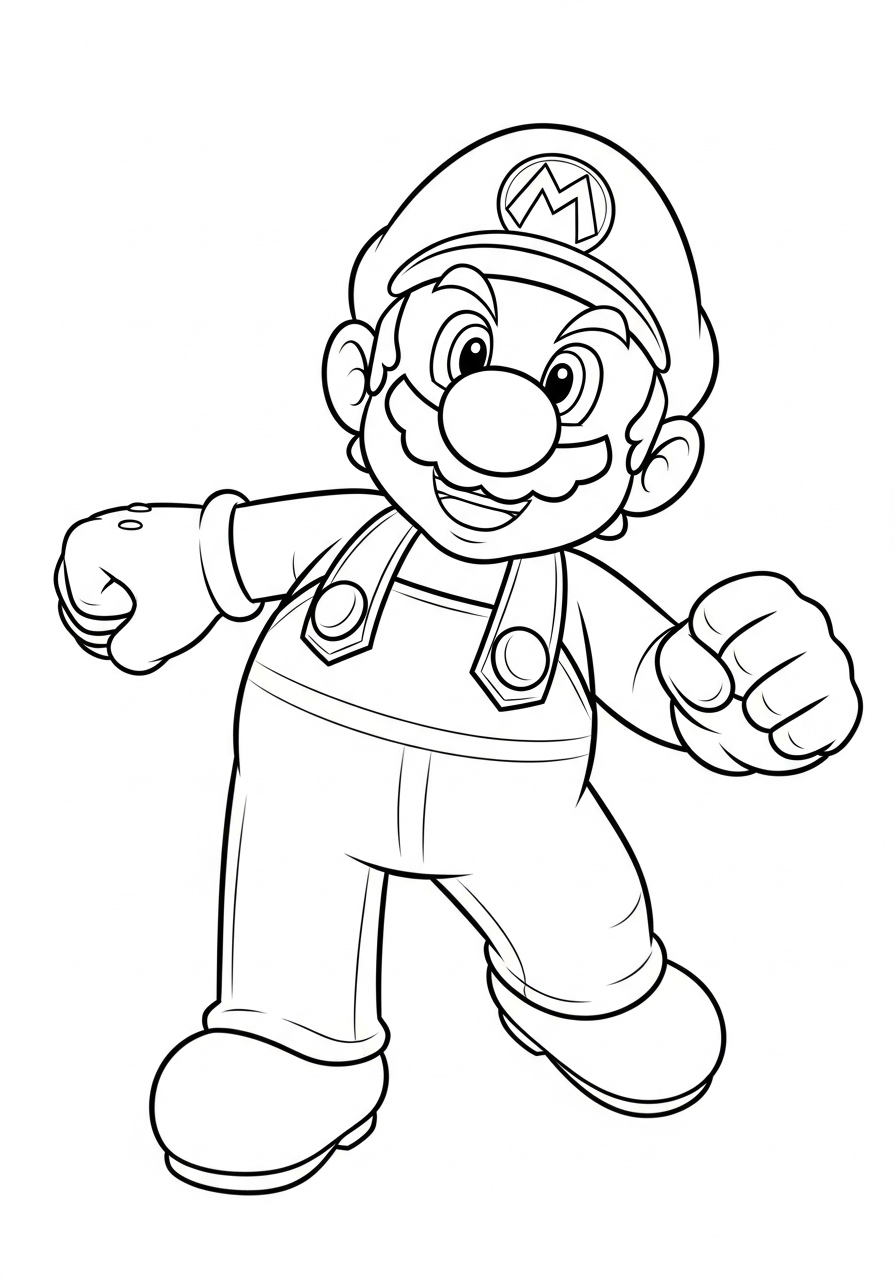 mario springt vol energie kleurplaat