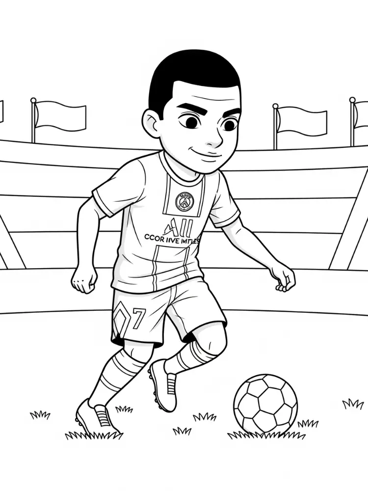 Mbappe kleurplaat 8 mbappe in actie op het veld kleurplaat
