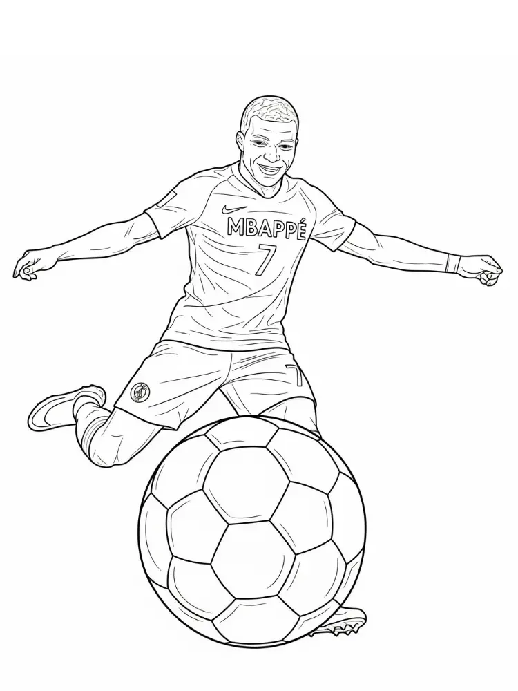 Mbappe kleurplaat 10 mbappe schiet op doel kleurplaat