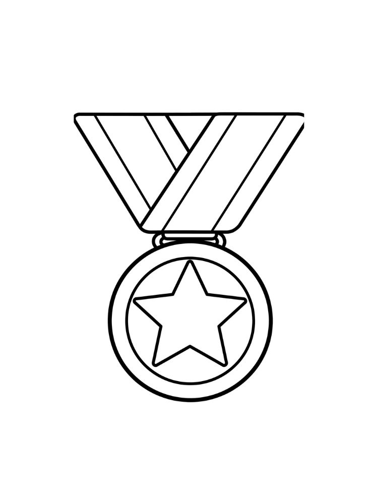 Medaille kleurplaat 12 medaille met ster klassiek ontwerp kleurplaat