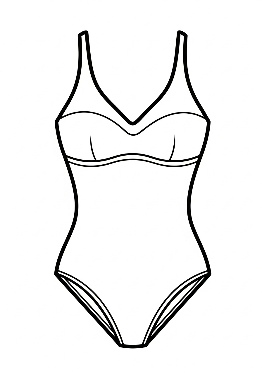 Badpak kleurplaat 25 modieus badpak met cups kleurplaat