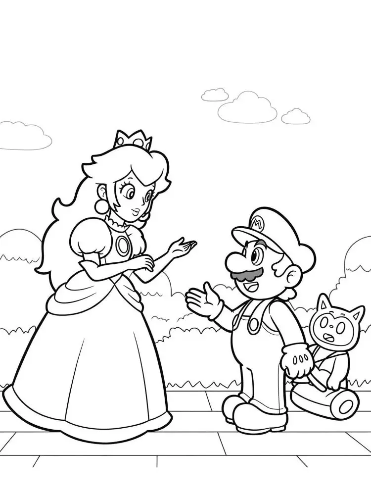 Peach kleurplaat 19 prinses peach en mario kleurplaat