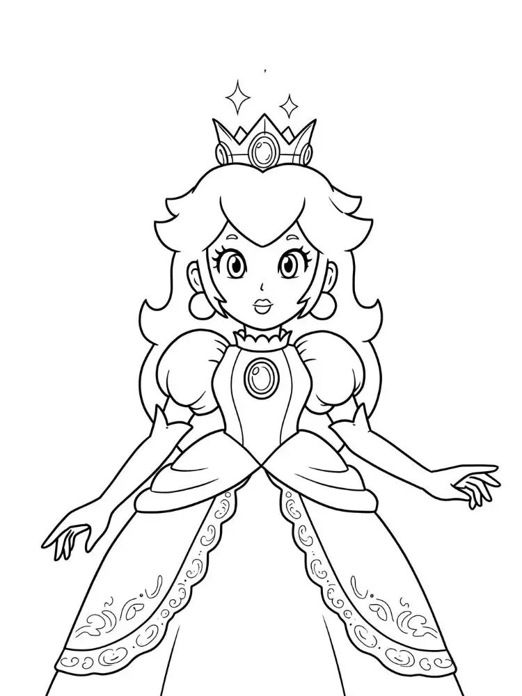Peach kleurplaat 13 prinses peach met kroon kleurplaat