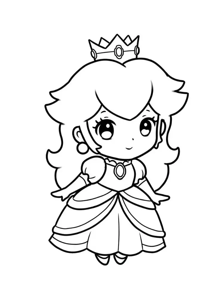 Peach kleurplaat 8 prinses peach schattig karakter kleurplaat