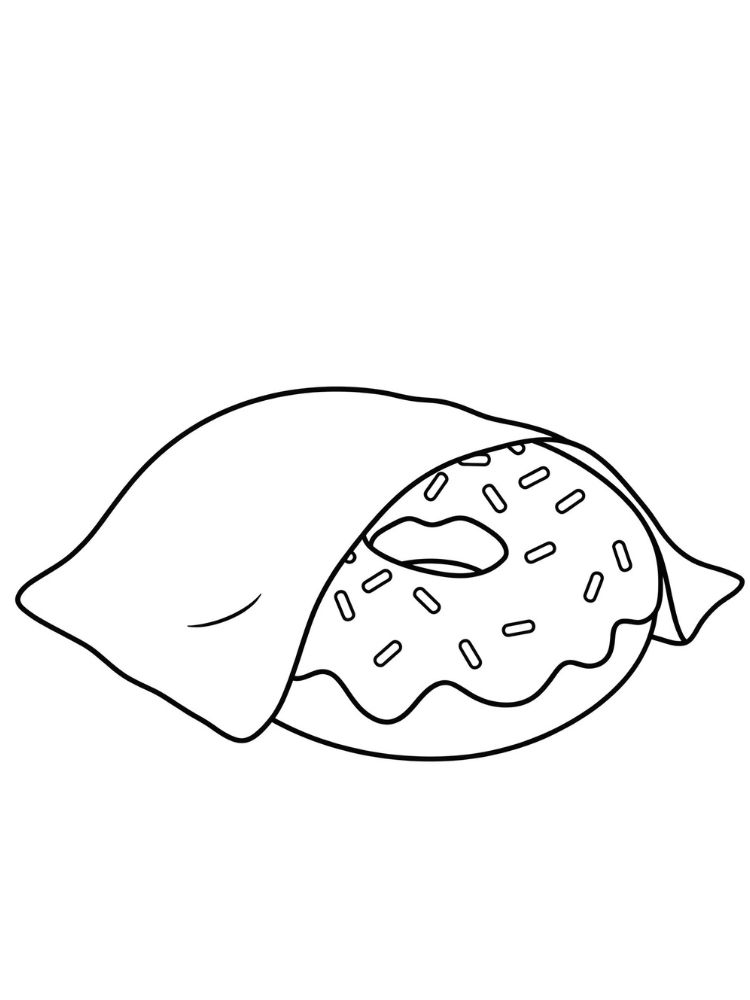 kleurplaat Donut 9 slapende donut onder deken kleurplaat