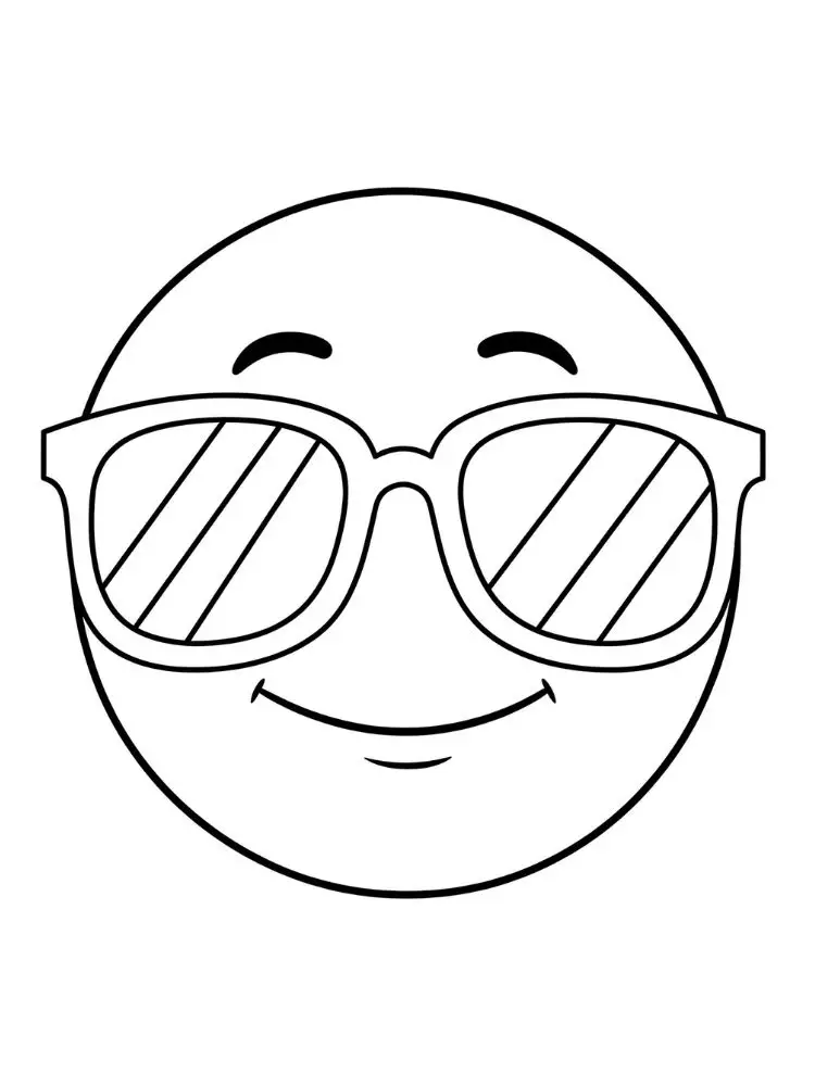 Zonnebril kleurplaat 14 smiley met zonnebril kleurplaat