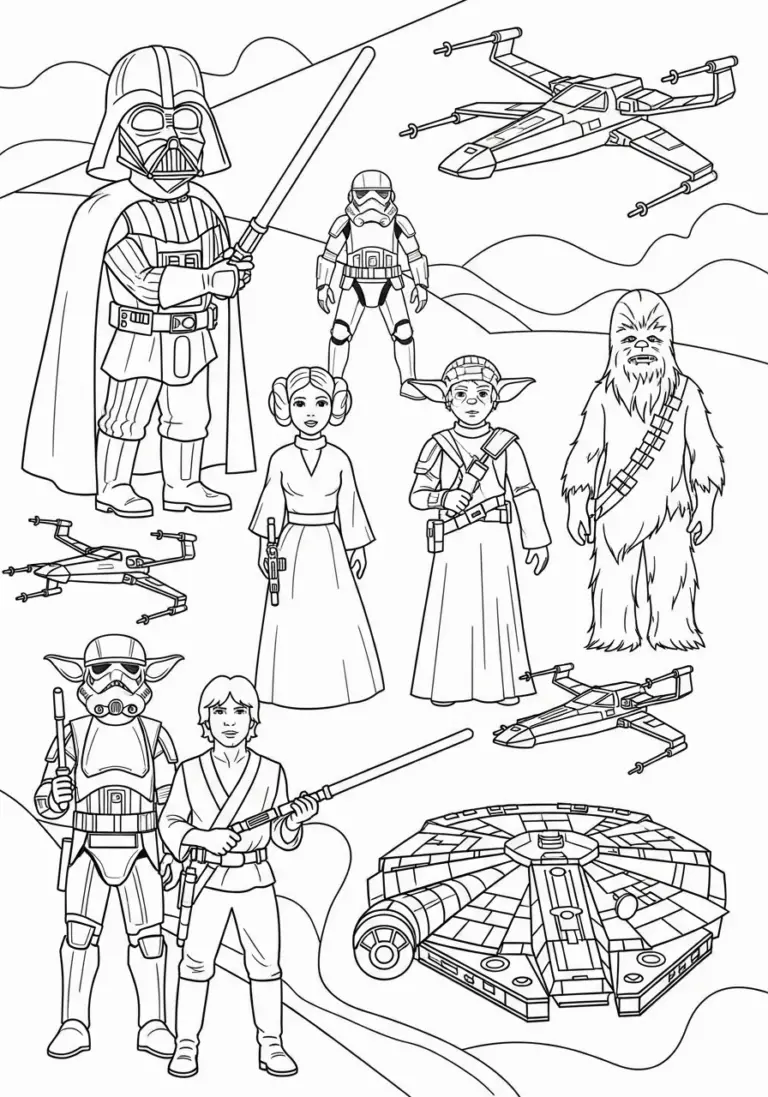 60+ Star Wars Omalovánky unikátní k vytisknutí PDF