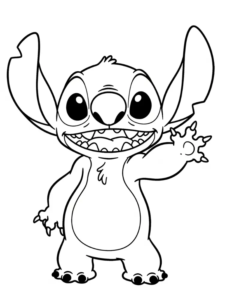 stitch zwaait hallo kleurplaat