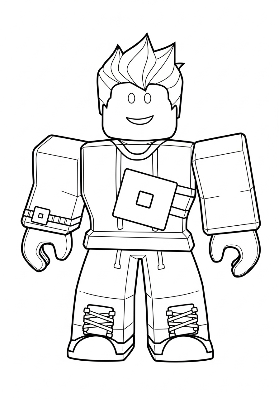 stoere roblox bouwer kleurplaat