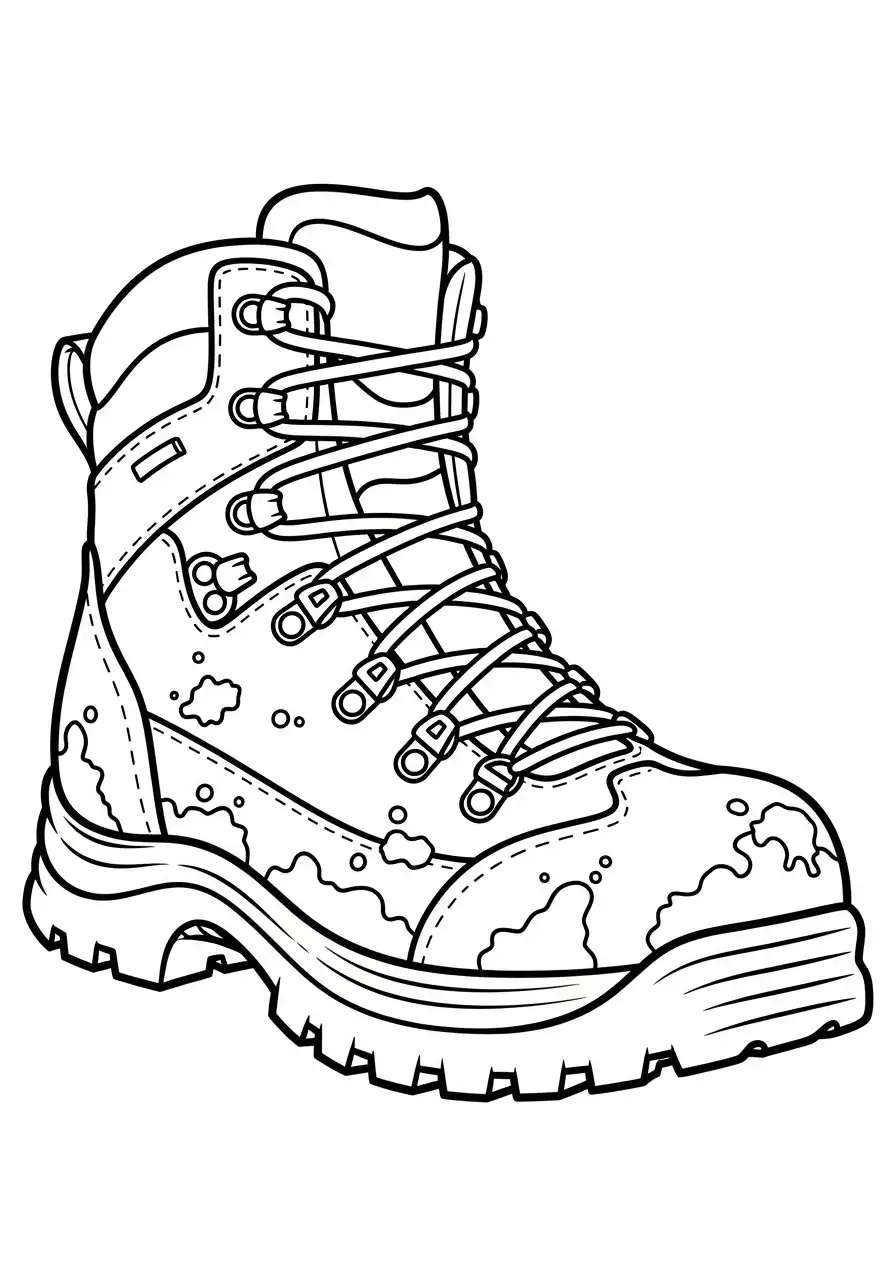 Schoen kleurplaat 8 stoere wandel werklaars modder kleurplaat