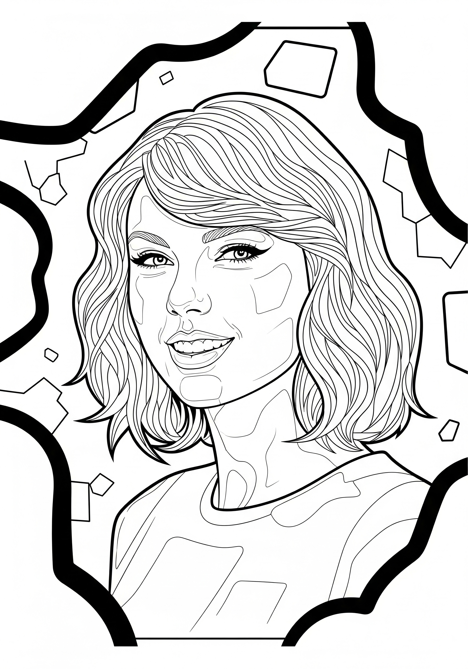 Taylor Swift Kleurplaat 8 taylor swift stralend portret kleurplaat