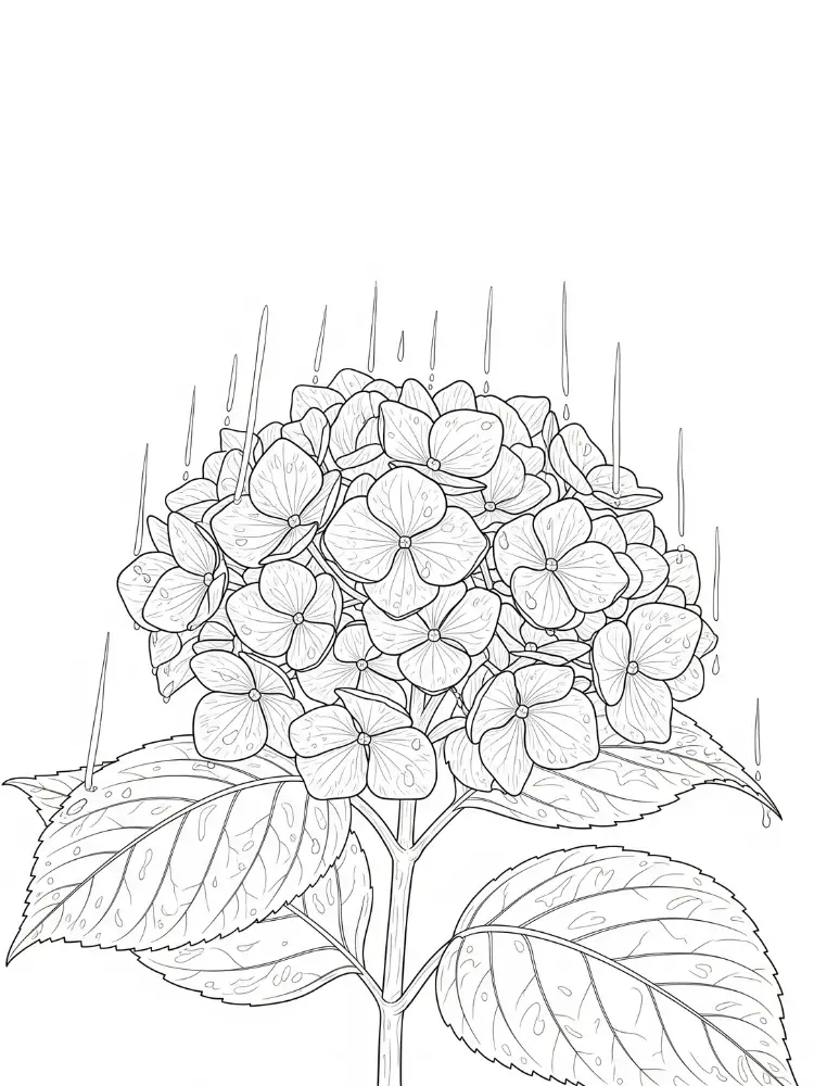 Hortensia Kleurplaat 11 theefeest met hortensia bloemen kleurplaat