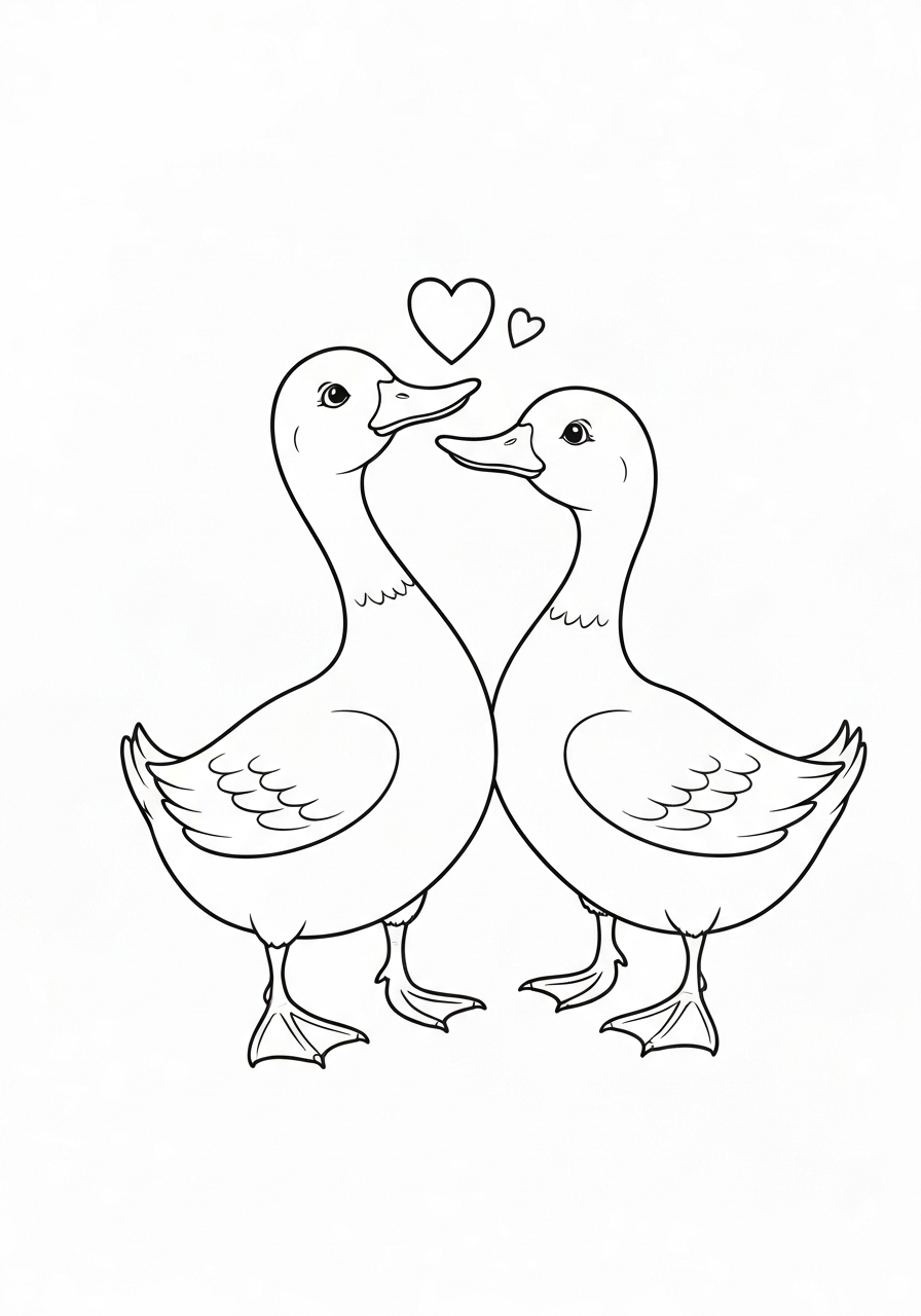 Kleurplaat Eend 23 twee eenden in liefde kleurplaat