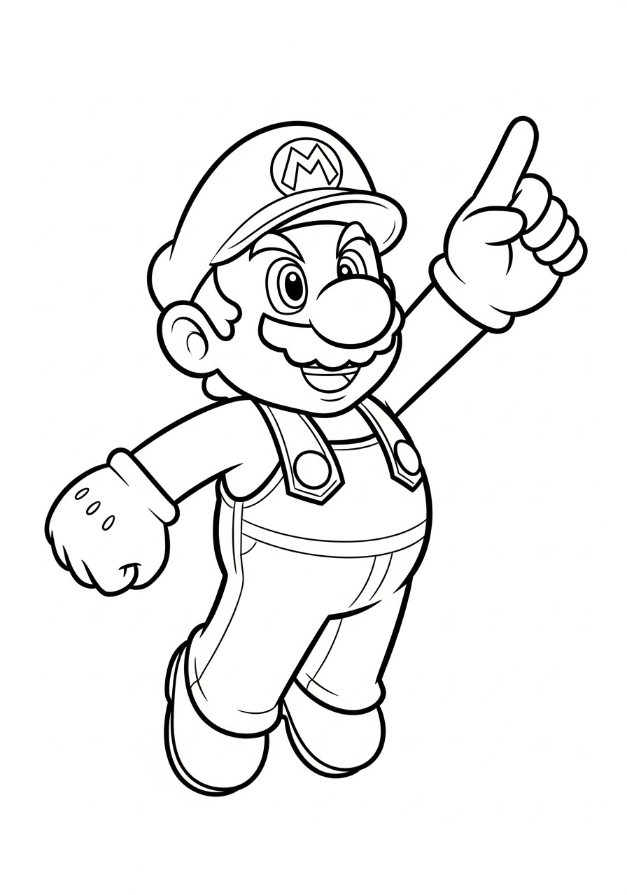 vliegende mario wijst de weg kleurplaat