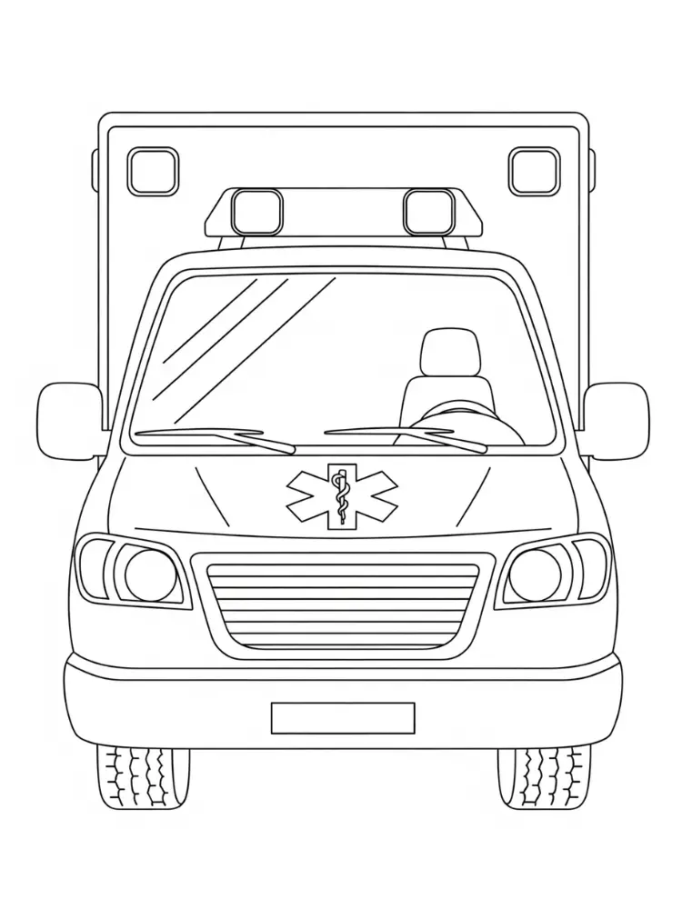 Kleurplaat Ambulance 14 voorkant ambulance kleurplaat