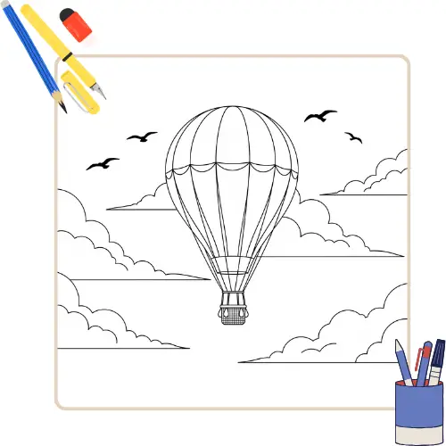 Luchtballon Kleurplaat thumbnail