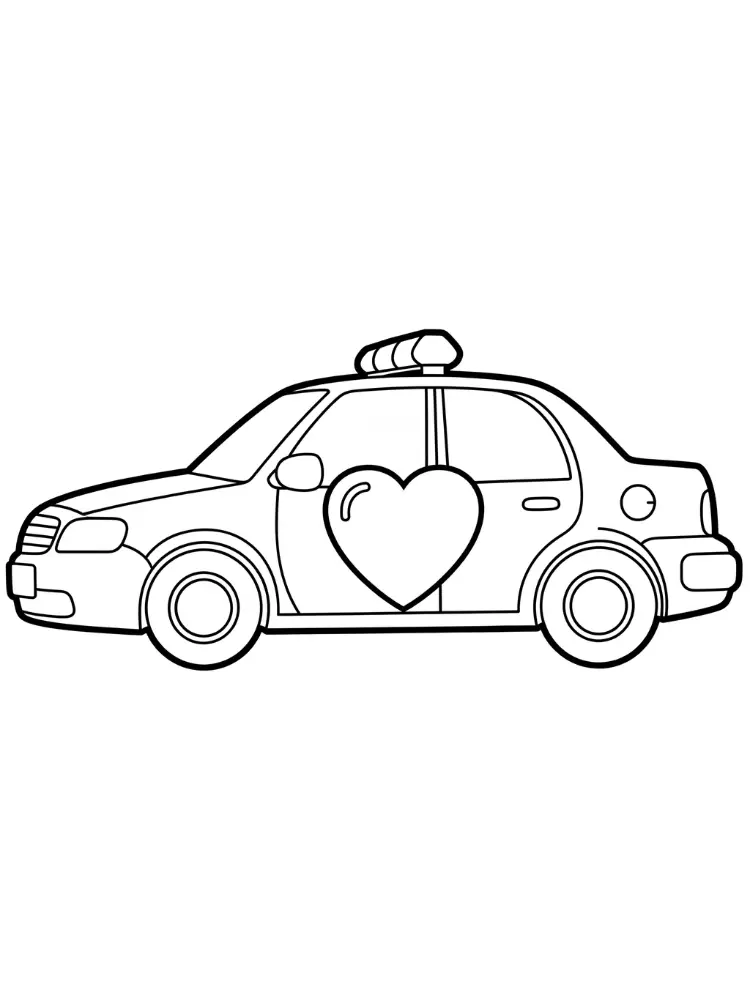 Kleurplaat Politieauto 21 Politieauto met hart kleurplaat