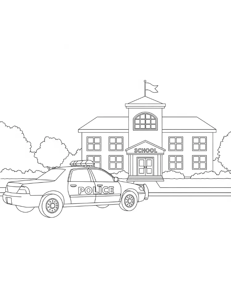 Kleurplaat Politieauto 15 Politieauto voor een school kleurplaat
