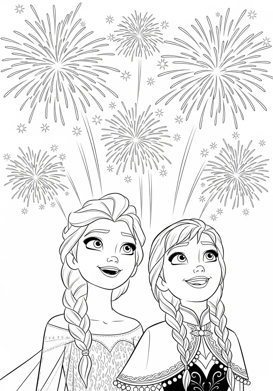 elsa anna betoverend vuurwerk kleurplaat