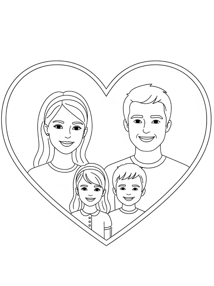 Kleurplaat Verjaardag Mama 8 familie hart kleurplaat