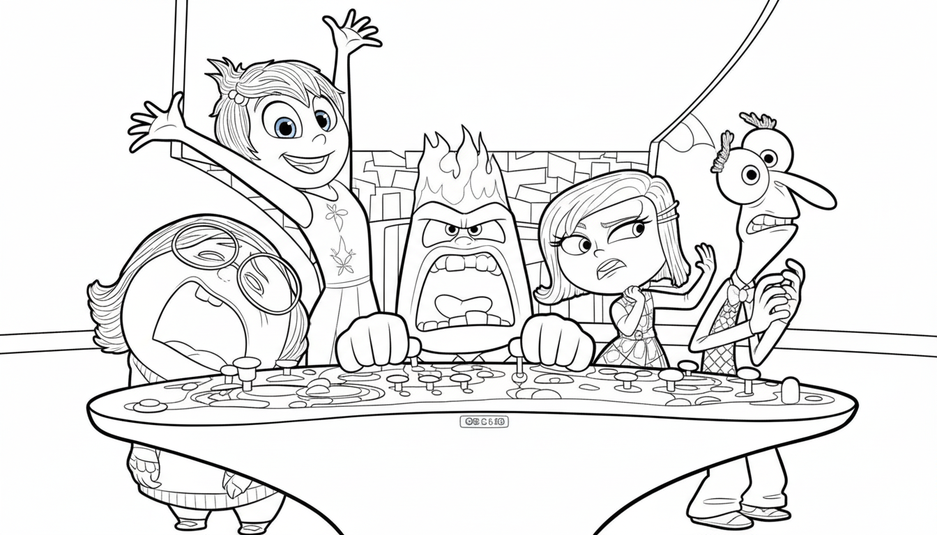 het emoties team aan het werk kleurplaat