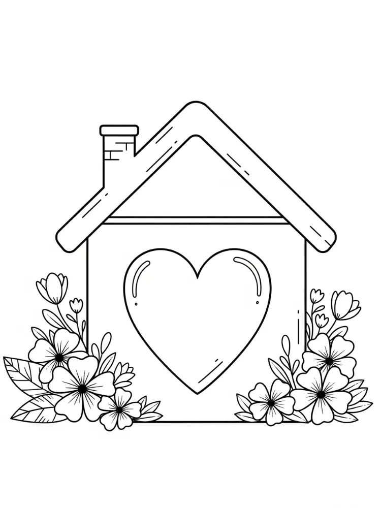 Kleurplaat Verjaardag Mama 9 huis met hart voor mama kleurplaat