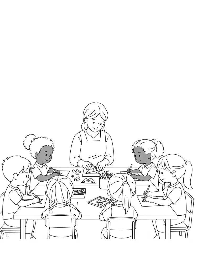 Kleurplaat Juf 8 juf knutselen groep kleurplaat