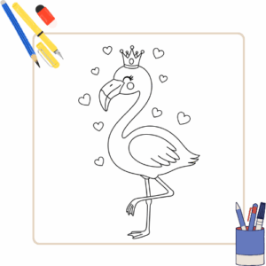 Kleurplaat Flamingo