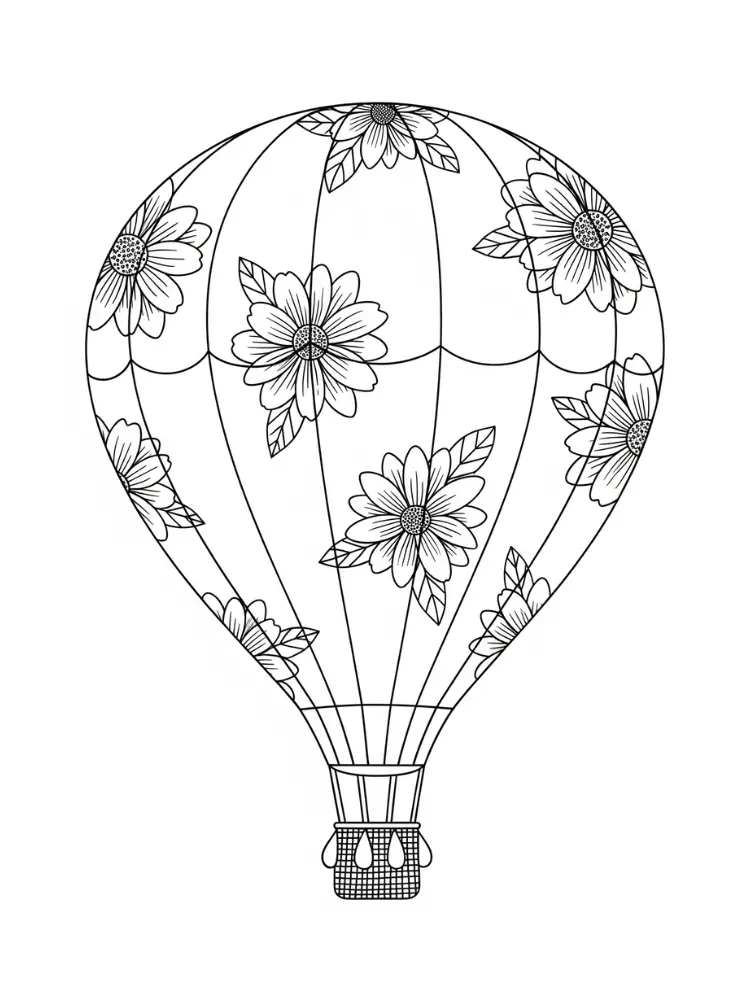 Luchtballon Kleurplaat 10 luchtballon bloemen patroon kleurplaat