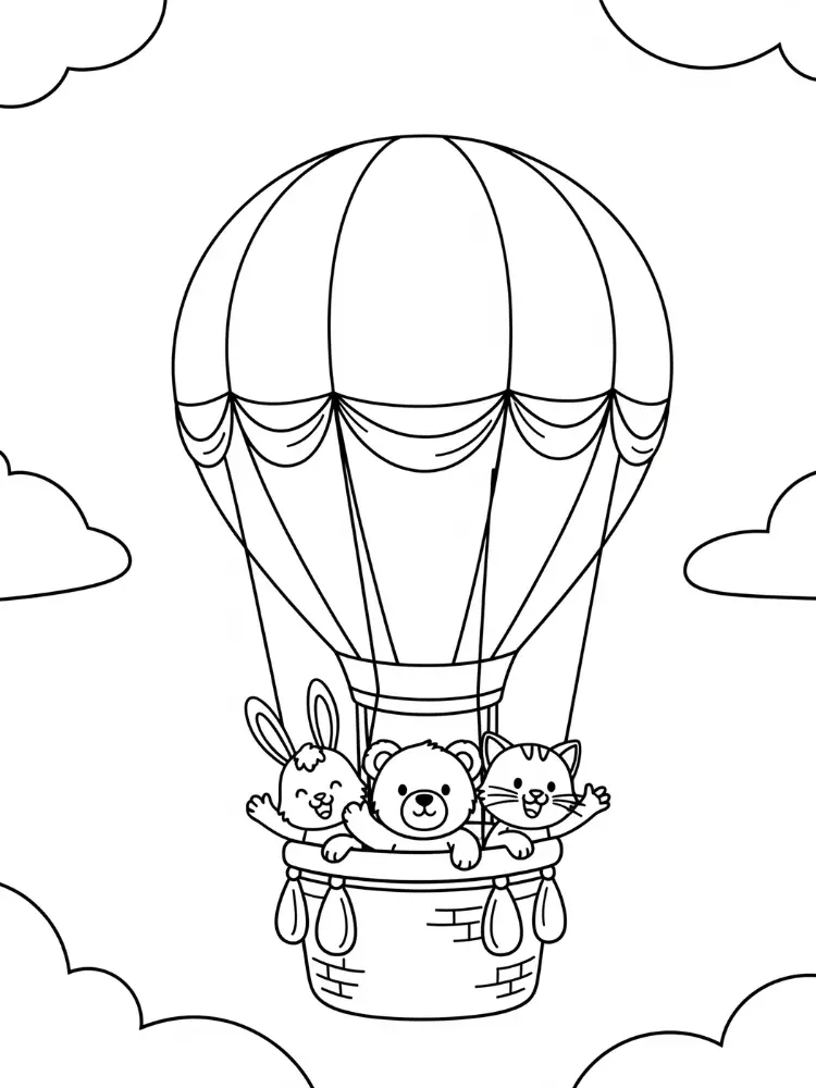 Luchtballon Kleurplaat 11 luchtballon dieren wuiven kleurplaat