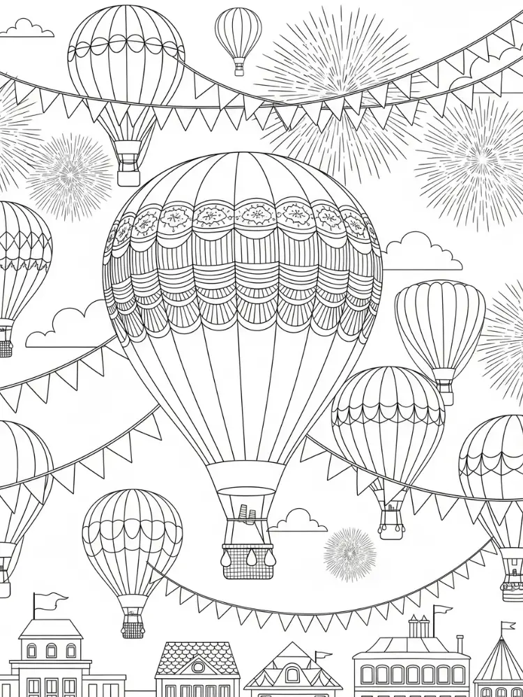 Luchtballon Kleurplaat 12 luchtballon festival veel ballonnen kleurplaat