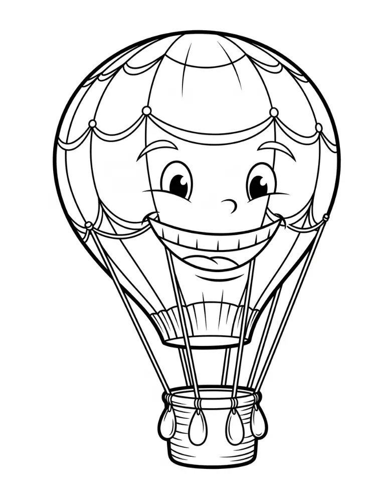Luchtballon Kleurplaat 24 luchtballon gezicht blij kleurplaat