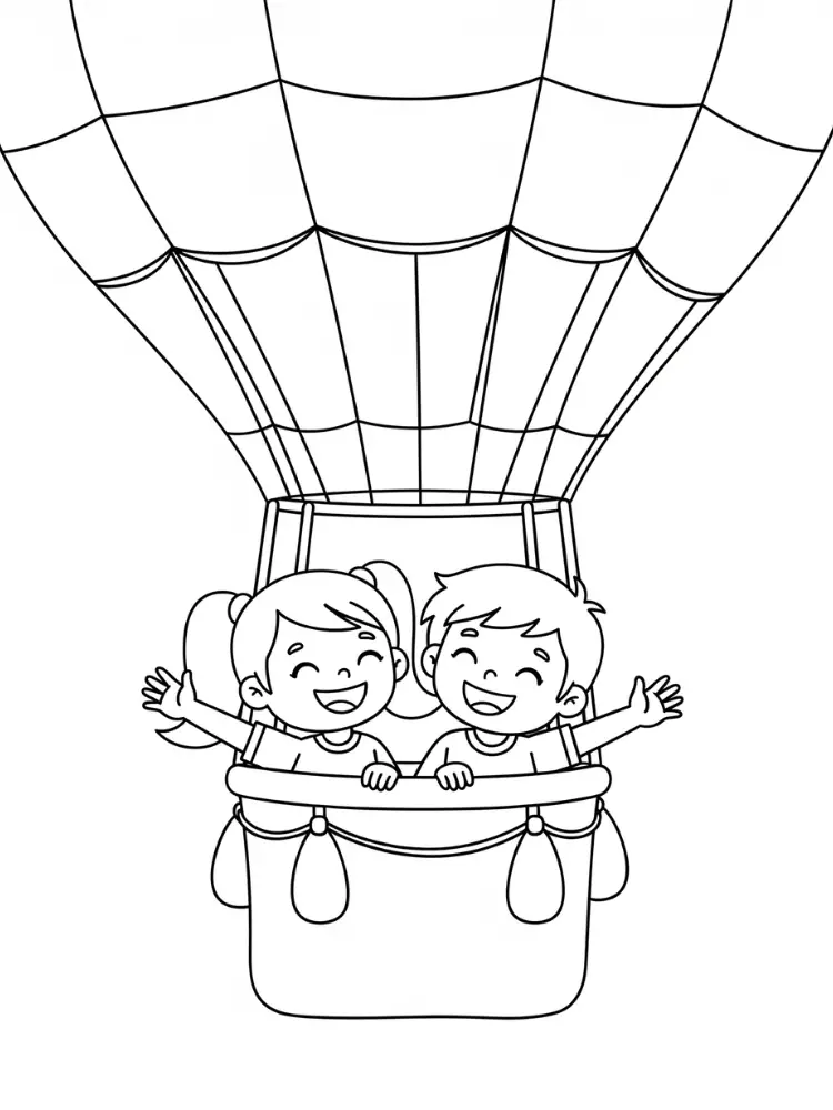 Luchtballon Kleurplaat 20 luchtballon kinderen mand kleurplaat