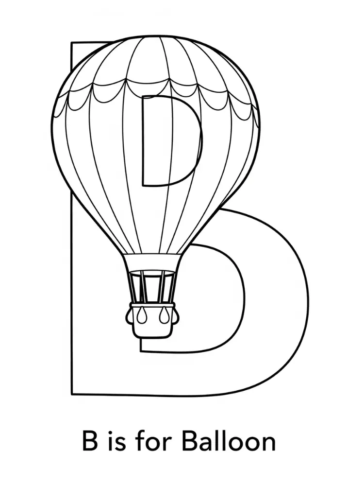 Luchtballon Kleurplaat 19 luchtballon letter b kleurplaat