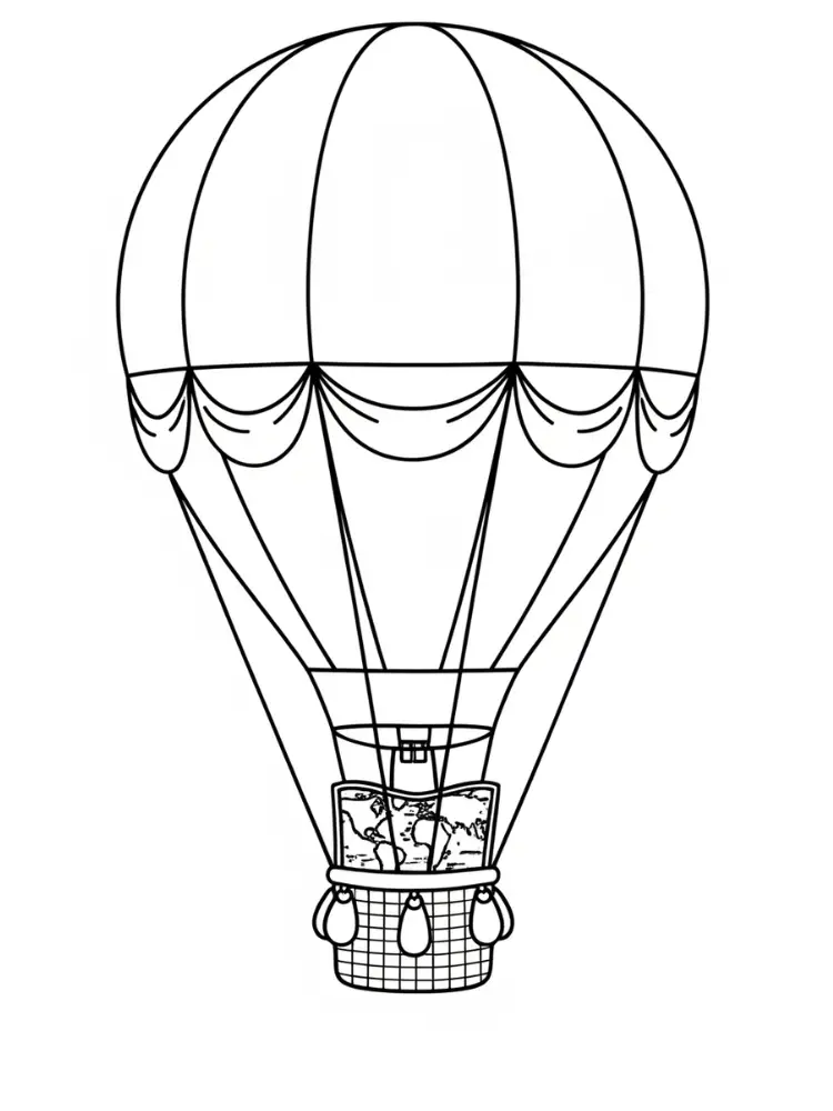 Luchtballon Kleurplaat 15 luchtballon wereldkaart kleurplaat
