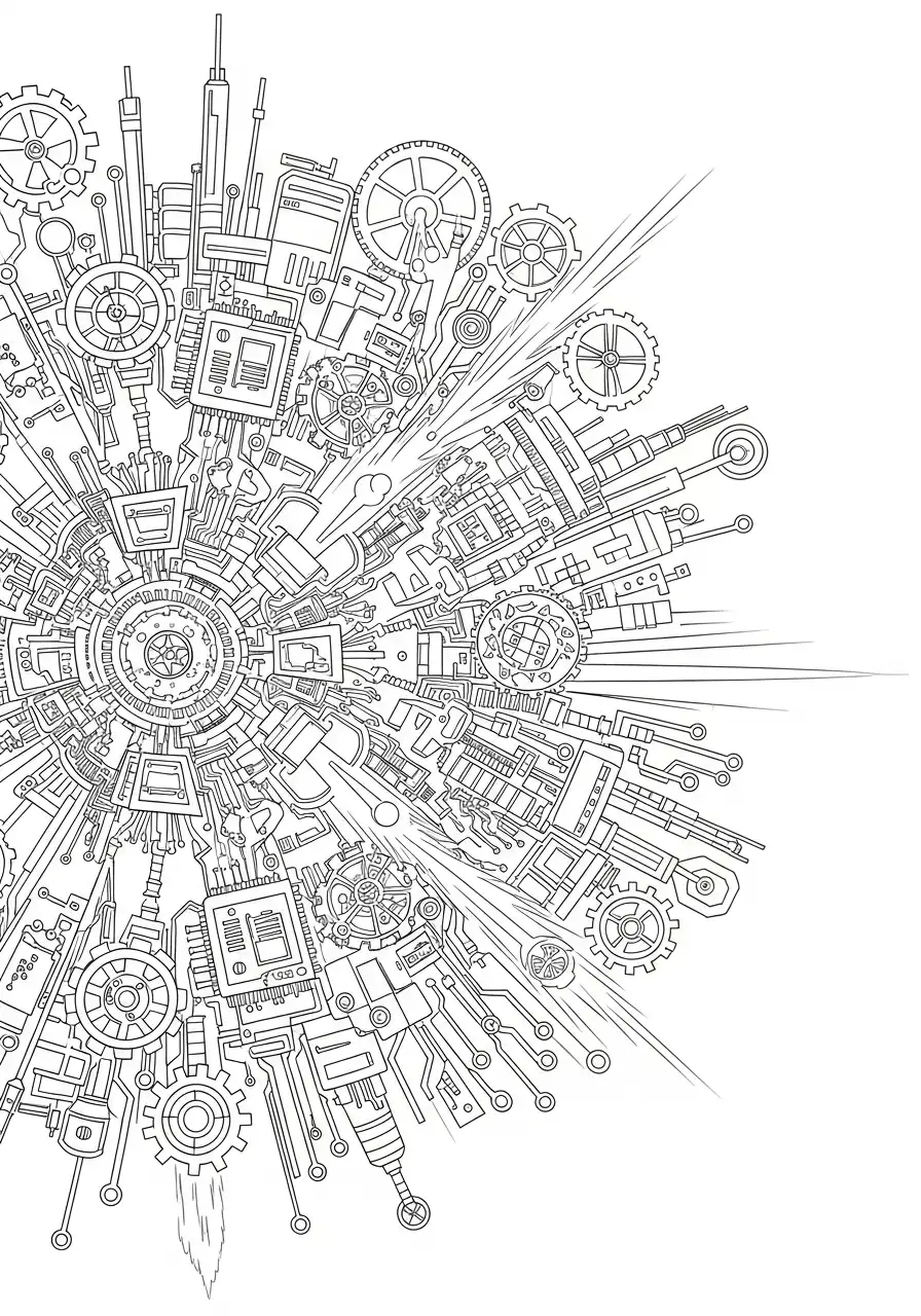 Mandala kleurplaat 9 mechanische uitbarsting kleurplaat