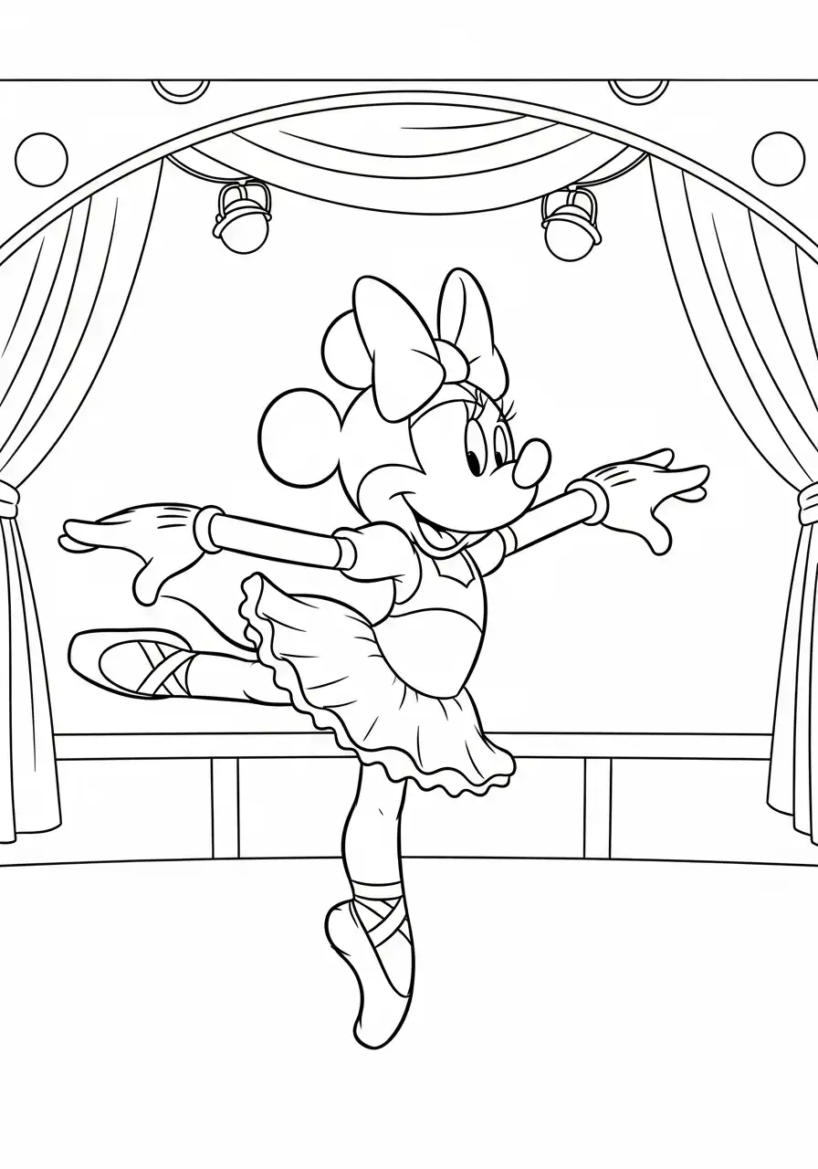 Kleurplaat Minnie Mouse 10 minnie mouse ballerina podium kleurplaat