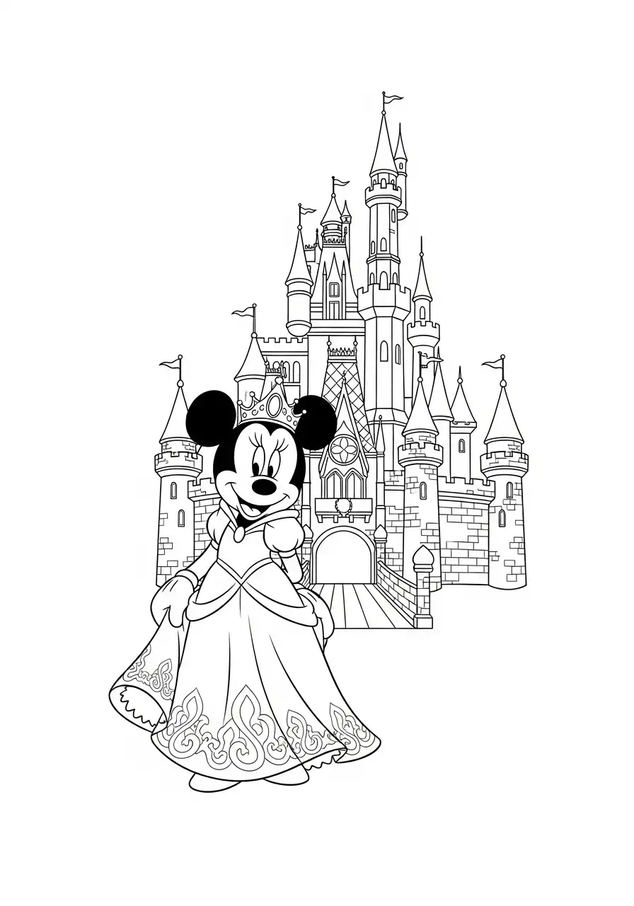 Kleurplaat Minnie Mouse 8 minnie mouse prinses kasteel kleurplaat