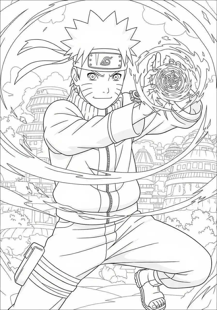 naruto met krachtige chakra kleurplaat