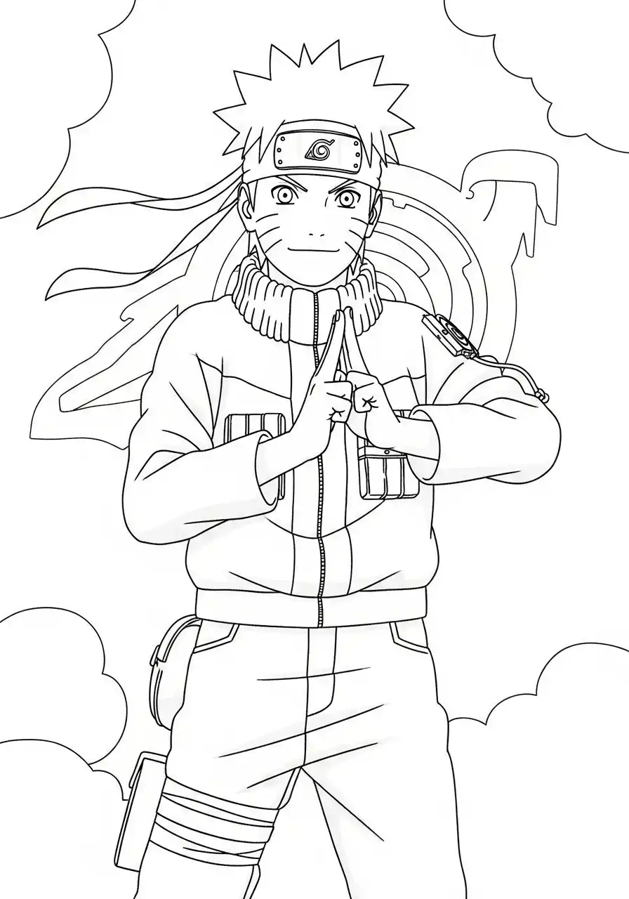 naruto ninja met handteken kleurplaat