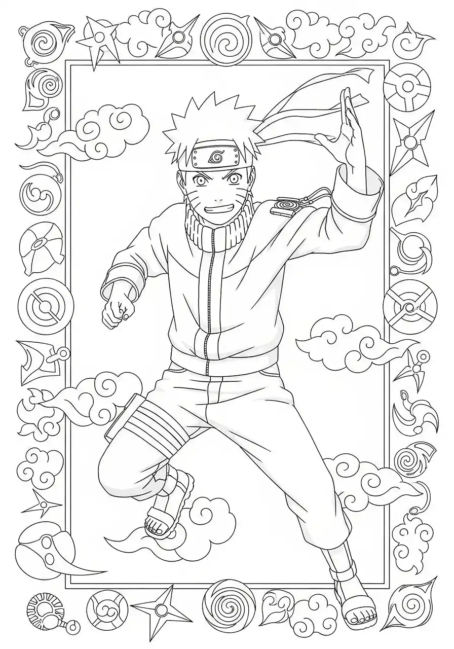 naruto springt in actie kleurplaat