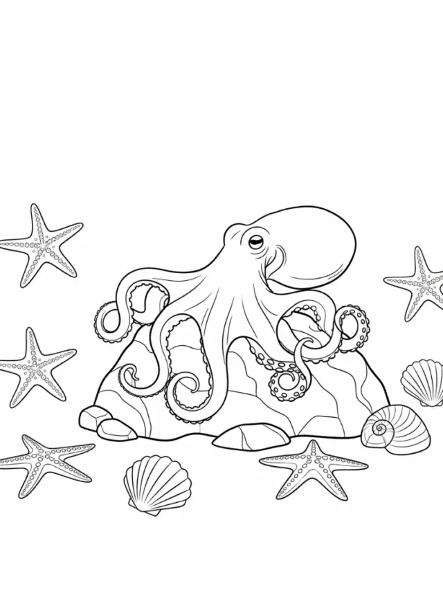 Leuke Schattige Octopus Kleurplaat - Kinderen Kleurplaat