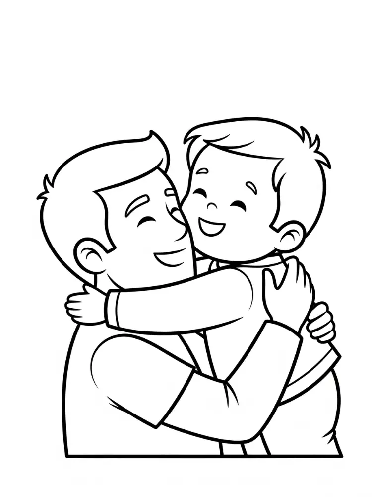 Kleurplaat Verjaardag Papa 22 papa kind knuffel kleurplaat
