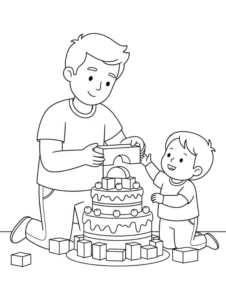 Kleurplaat Verjaardag Papa 24 papa kind zingen kleurplaat