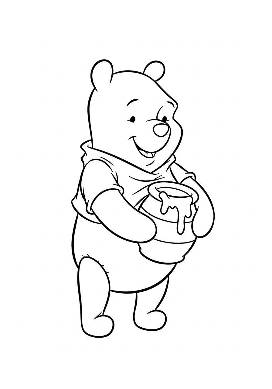 Kleurplaat Winnie the Pooh 9 pooh met een grote glimlach kleurplaat