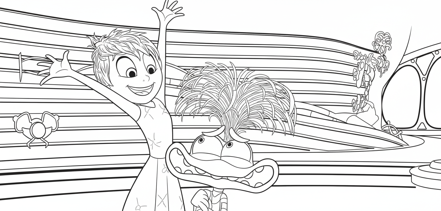 vreugde en de grappige plantenvriend kleurplaat