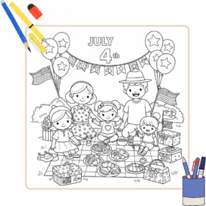 4th of July kleurplaat